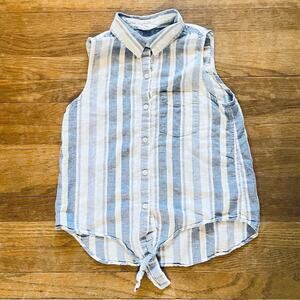 Beach Lunch Lounge sleeveless striped button-down collared tank shirt top SP b27